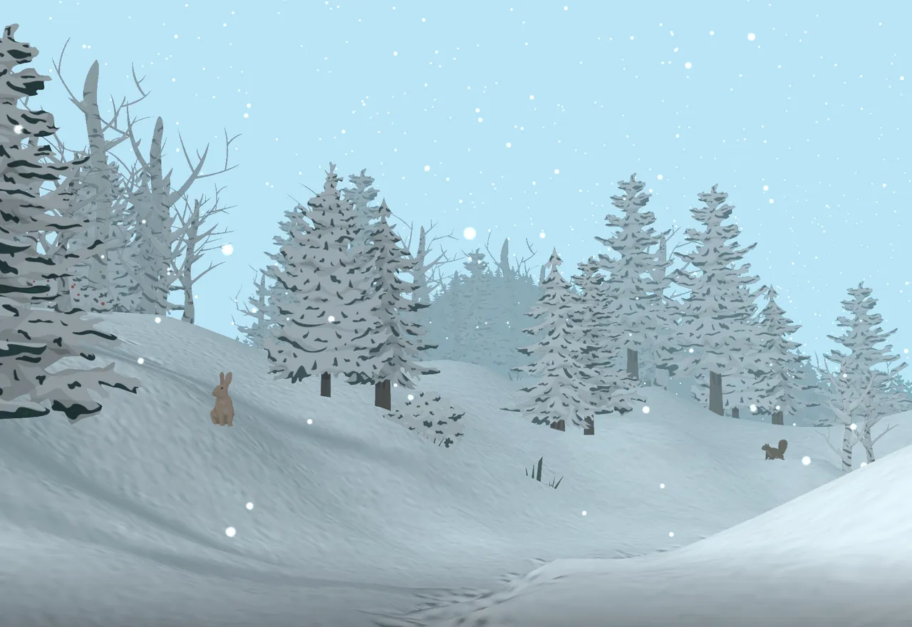 a snowy 3D winter forest