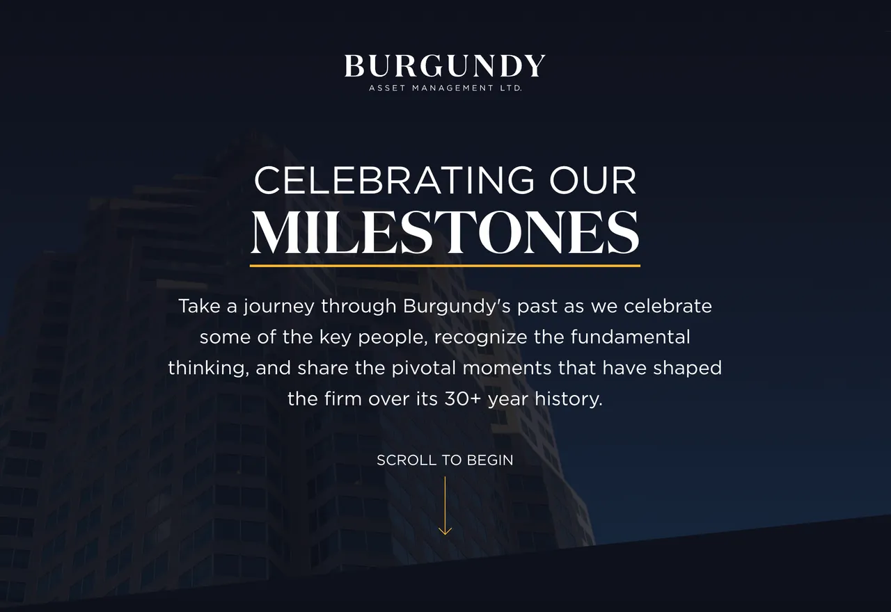 a screenshot of Burgundy 30th Anniversary Story website