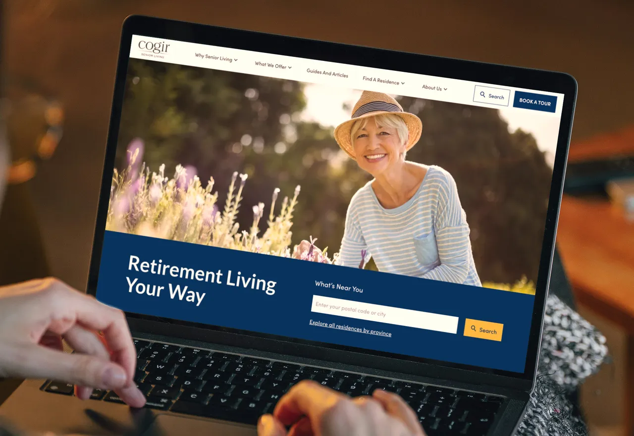 A screen shot of the Cogir Senior Living homepage