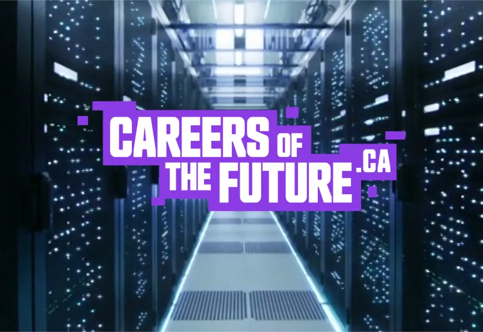 Careers of the Future logo over a server room.